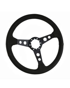 1963-1982 Corvette Steering Wheel 14" Black Ultra Suede Black Hole Spokes	
