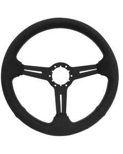 1963-1982 Corvette Steering Wheel 14" Black-Perforated/Black Slot Spokes, Black Stitch