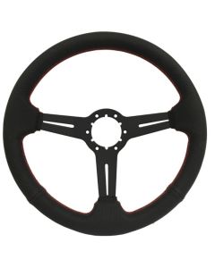 Steering Wheel, 14" Black-Perforated/Red Stitch/Slot,63-82
