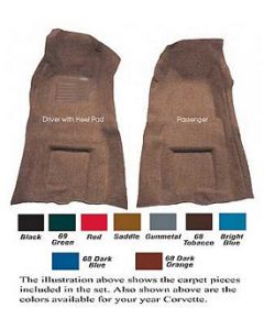 1968-1969Early Front 80/20 Loop Carpets With Automatic Transmission & Without Dimmer Switch Pad	