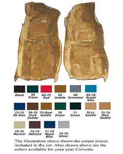 1969Late-1975 Corvette Front 80/20 Loop Carpets With Automatic Transmission  	