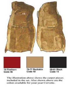 1976 Corvette Front 100% Nylon Loop Carpets 	