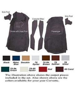 1978-1980 Corvette Front Cut-Pile Carpet Set      	