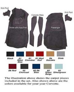 1981-1982 Corvette Front Cut-Pile Carpet Set 	