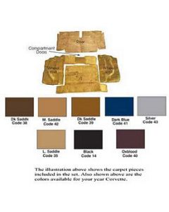 1970-1975 Corvette Coupe & 1970 Convertible Cut-Pile Rear Carpet   	