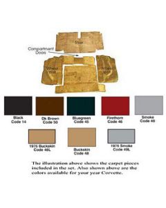 1976 Corvette Cut-Pile Rear Carpet    	