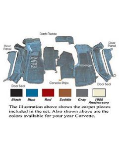 1984-1987 Front Cut-Pile Carpet Set With Mass Backing  	