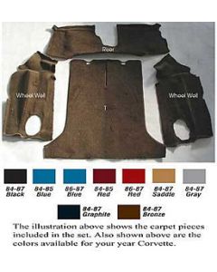 1984-1987 Auto Custom Carpet, Carpet Set, Poly Back Cut-Pile, Rear, Value Line| 32046-V Corvette Coupe