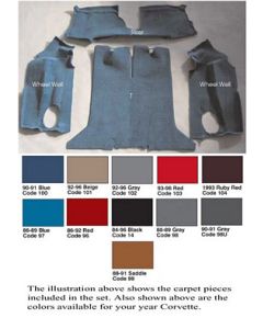 1988-1993 Auto Custom Carpet, Carpet Set, Poly Back, Cut-Pile, Rear, Value Line| Corvette Coupe
