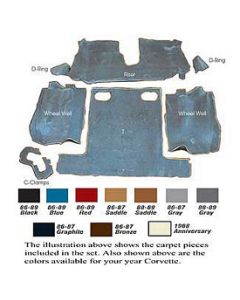 1986-89 Corvette Convertible Auto Custom Carpet Rear Carpet Set