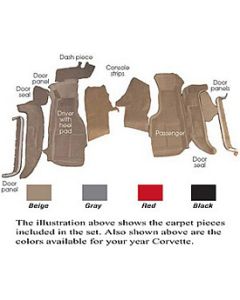 1994-1996 Corvette Front Tru-Vette Carpet Set With Mass Backing  	