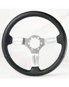 1963-1982 Corvette Steering Wheel Black Leather With Brushed Spokes	