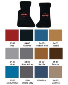 1984-1990 Corvette Cut-Pile Floor Mats #02 Logo With Embroidery 	