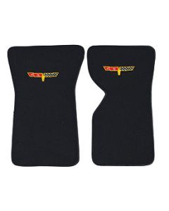 1968-1976  Corvette 80/20 Loop Floor Mats With Embroidered #12 Emblem   	