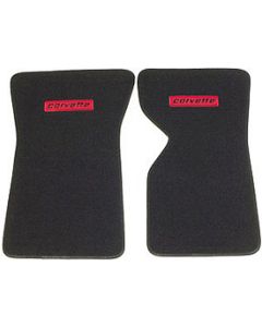 1970-1982 Corvette Cut-Pile Floor Mats With Embroidery-#07 Logo	