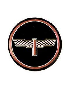 1976-1987 Corvette Wheel Spinner Kit Emblems Checkered Flag 1-3/4" Black	