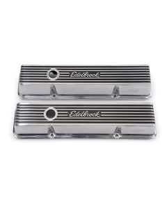 1959-1981 Corvette Edelbrock 4262 Valve Cover; Elite II; Chevy Small Block; 262-400 C.I.D V8; Low Profile; Polished	