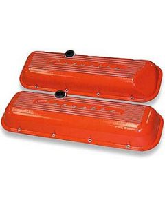 1965-1974 Corvette Valve Covers Big Block Aluminum Finned Orange	