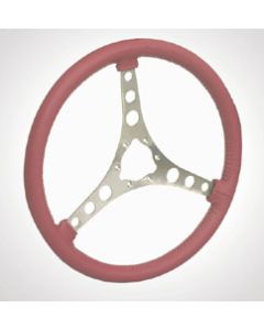 Steering Wheel, New, 15", Red Leather Wrapped, 59-72