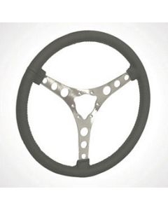 Steering Wheel, New, 15", Black Leather Wrapped, 58-72