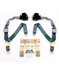 Corvette 3-Point Shoulder Harness & Seat Belt Kit, Retractable, Retrofit, Medium Blue, 1965-1967