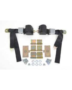 Corvette 3-Point Shoulder Harness & Seat Belt Kit, Retractable, Retrofit, Black, 1963-1967