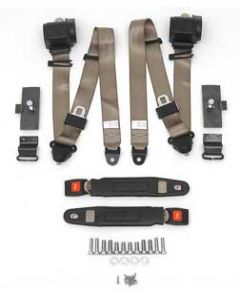 1963-64 3-Point Retractable Red Shoulder Harness Retrofit Seat Belt Kit