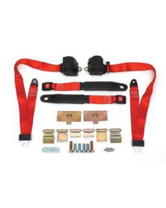 1968-1972 Corvette 3-Point Shoulder Harness And Seat Belt Kit Retractable Retrofit Red	