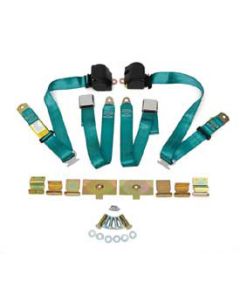 Corvette 3-Point Shoulder Harness & Seat Belt Kit, Retractable, Retrofit, Turquoise, 1956-1960