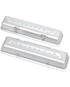 1959-1982 Corvette Valve Covers Finned With Cast Finish And Chevrolet Script Small Block	