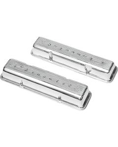 1959-1982 Corvette Valve Covers Finned With Polished Finish And Chevrolet Script Small Block	