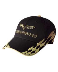 Corvette C6 Cap, Bad Vette, Black With Yellow Checkered Pattern