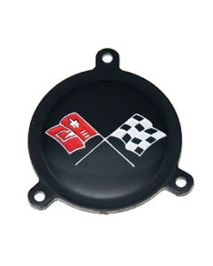 1965-1966 Corvette Wheel Spinner Emblem With Black Upper Square	