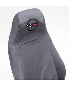 1989-1993 Corvette Seat Slip Covers Gray With Embroidered C4 Logo	