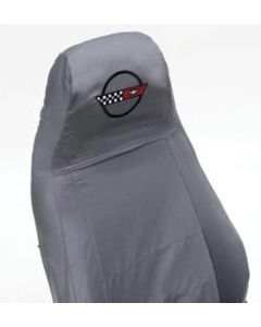 1984-1988 Corvette Seat Slip Covers Gray With Embroidered C4 Logo	