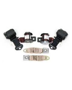 1974-1975 Corvette 3-Point Shoulder Harness And Seat Belt Set Retractable Coupe Maroon	