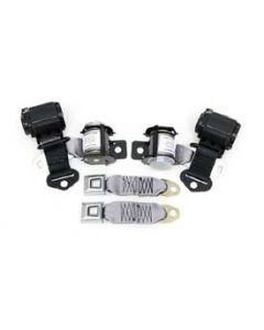 1974-1977 Corvette 3-Point Shoulder Harness And Seat Belt Set Retractable Coupe Gray	