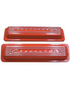 Corvette Valve Covers, Classic-Style, Aluminum, Orange, 1986Late-1991