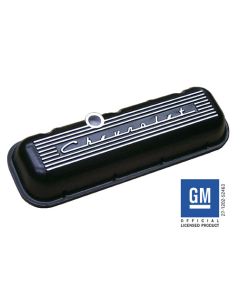 1965-1974 Corvette Valve Covers Big Block Aluminum Finned With Black Powder Coated Finish	