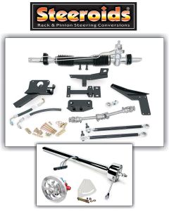Corvette Rack & Pinion Conversion Kit, Steeroids, With Power Steering, Unpainted Column, 1953-1957