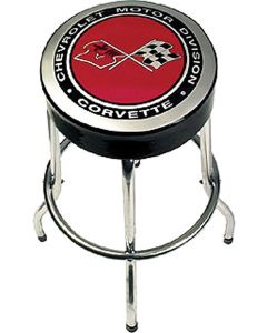  Corvette Smaller Garage And Work Shop Size Stool 24" With Crossed-Flags Logo	