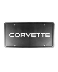 1984-1996 Corvette License Plate Black ABS With Chrome Lettering And Black  Border	