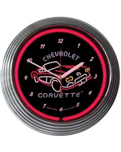  Corvette Wall Clock Neon With C1 Logo	