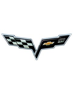  Corvette C6 Metal Sign 100th 32" x 12"	