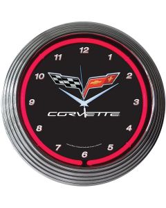  Corvette Neon Wall Clock With C6 Logo	