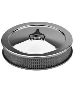 Engine Air Cleaner Kit; 10 Inch Dia; Deluxe Model; Chrome; No Logo; With Element