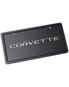  Corvette License Plate With Chrome Lettering Black Border Top Mount	