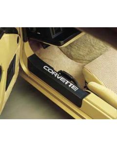 1984-1987 Corvette Sill Protectors Black With White Letters Sill Ease	