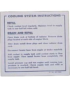 1965 Or 1967 Corvette Cooling System Decal, Warning