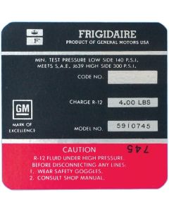 1969 Corvette Air Conditioning Decal Compressor	